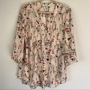 Rose + Olive blush pink floral peasant blouse